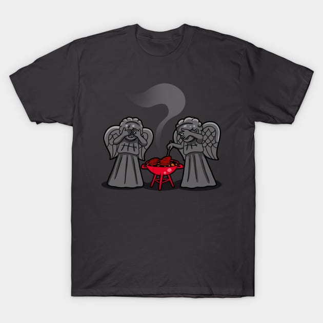 Cute Funny Grilling Angels Alien Summer BBQ T-Shirt by BoggsNicolas